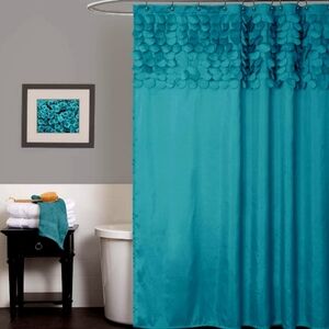 Lush Decor Lillian Shower Curtain | Textured Shimmer Circle Design Bathroom